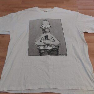 Vintage 1994 hanes double White  The Simpsons Homer Cartoon Couch Potato Tshirt